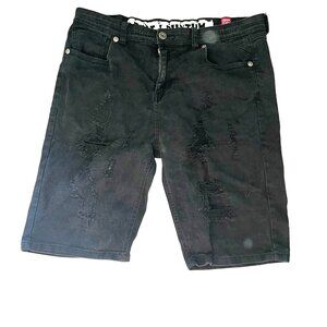 Beat & Rhythm Denim Distressed Jean Shorts Men's Size W38 Black Classic Summer